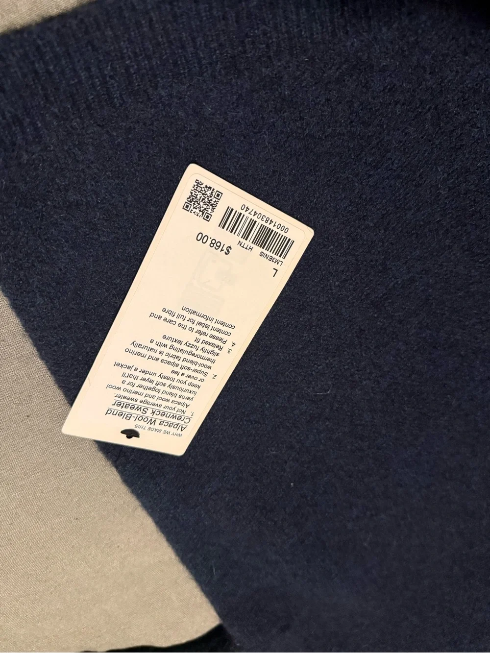 Lululemon Alpaca Wool-Blend Crewneck Sweater Mens Navy Blue